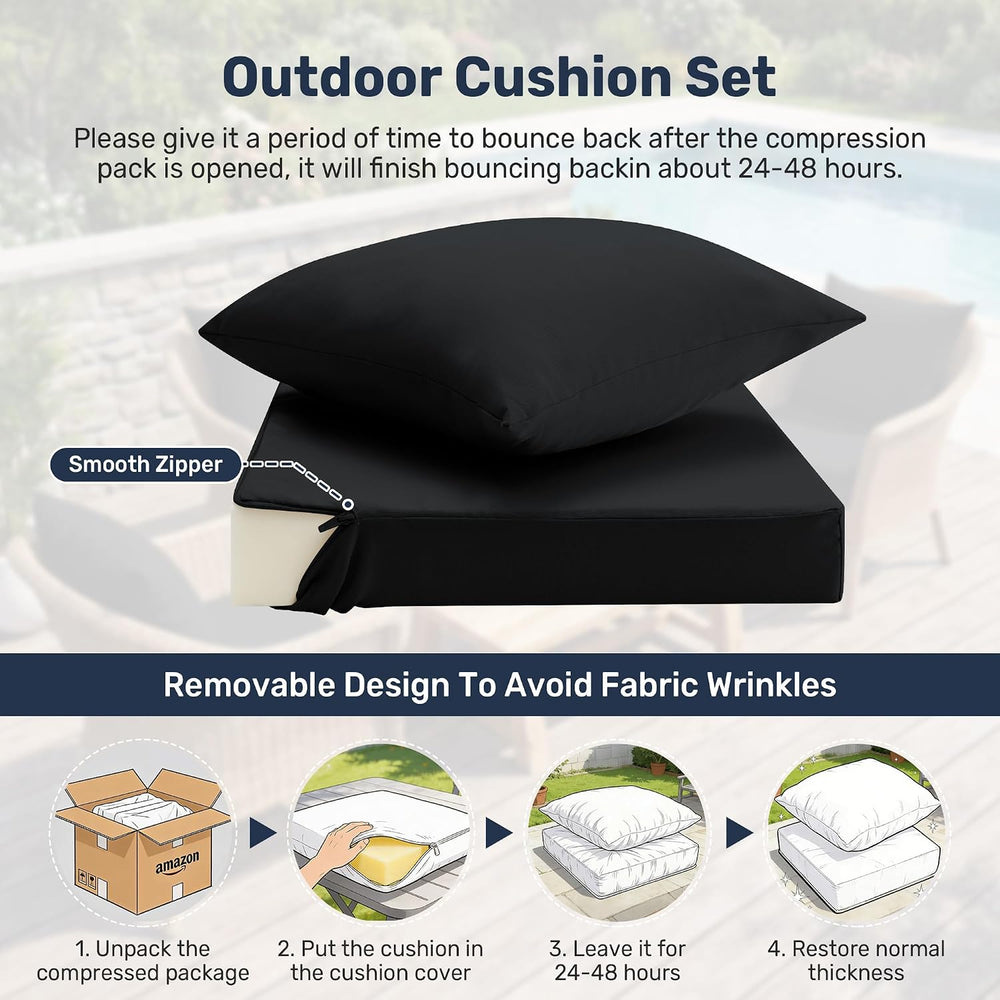 UNIKOME Outdoor Seat Cushions 24 X 24 Inch - Water-Resistant & Fade Resis...