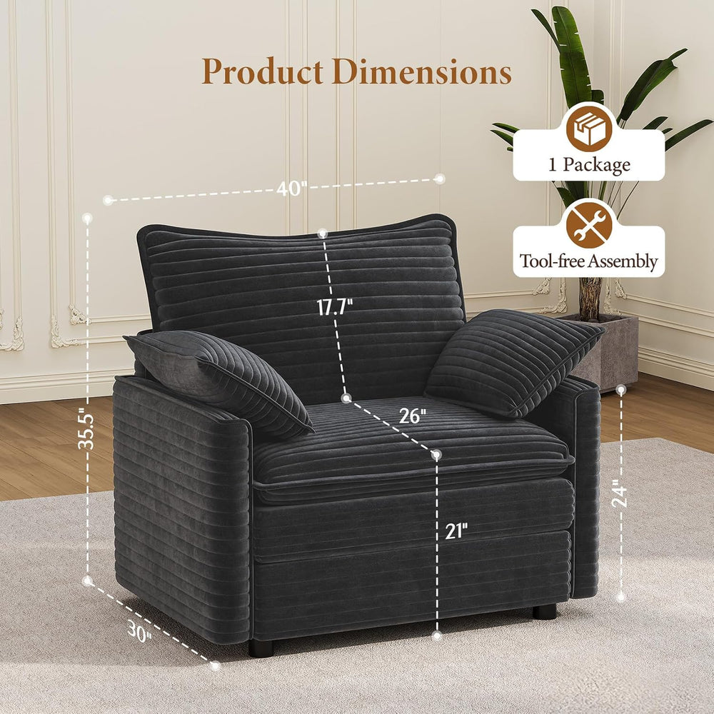 Vesgantti 40" Single Seat Sofa, Deep Seat Armchair Cloud Couch, Gray