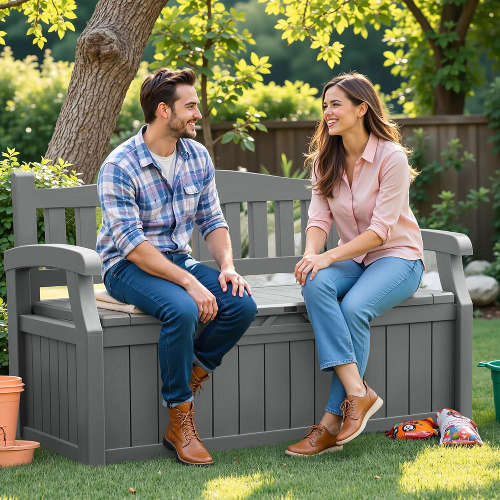 Flamaker 80 Gallon Storage Bench, Deck Box with Seat Waterproof All-Weather