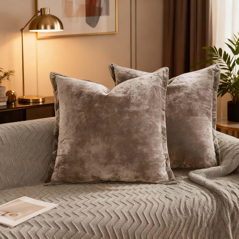Velvet Pillow Covers 2 Pack Soft 26x26 Pillow Covers Solid Square Euro Shams ...