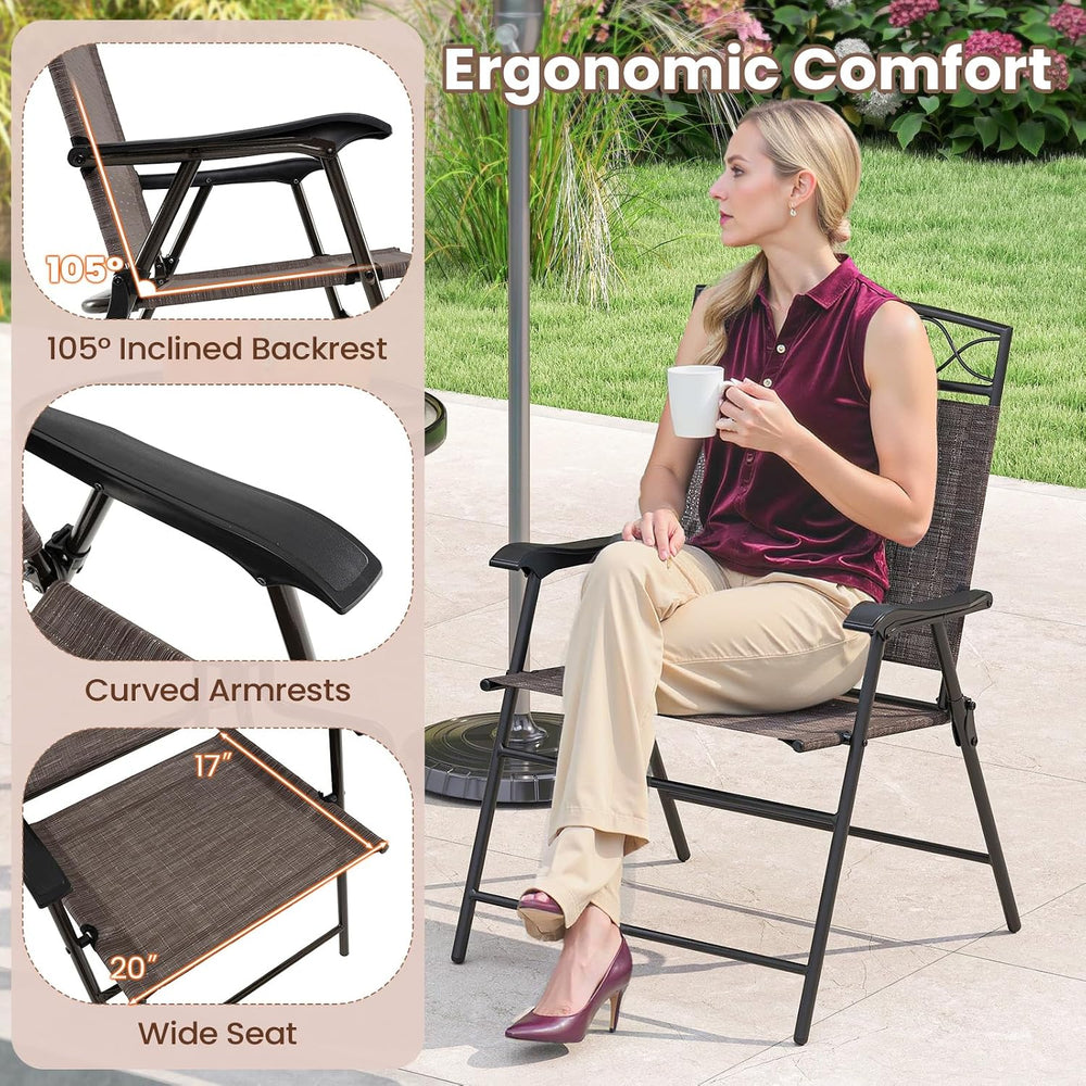 Tangkula Folding Chairs for Outside Set of 4, Portable Outdoor Dining Chairs ...