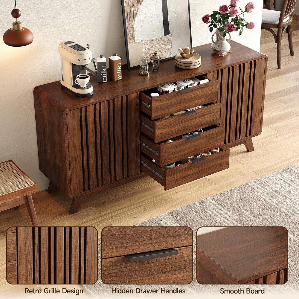 ONBRILL Sideboard Buffet Cabinet with Storage, Fluted Kitchen Cabinet