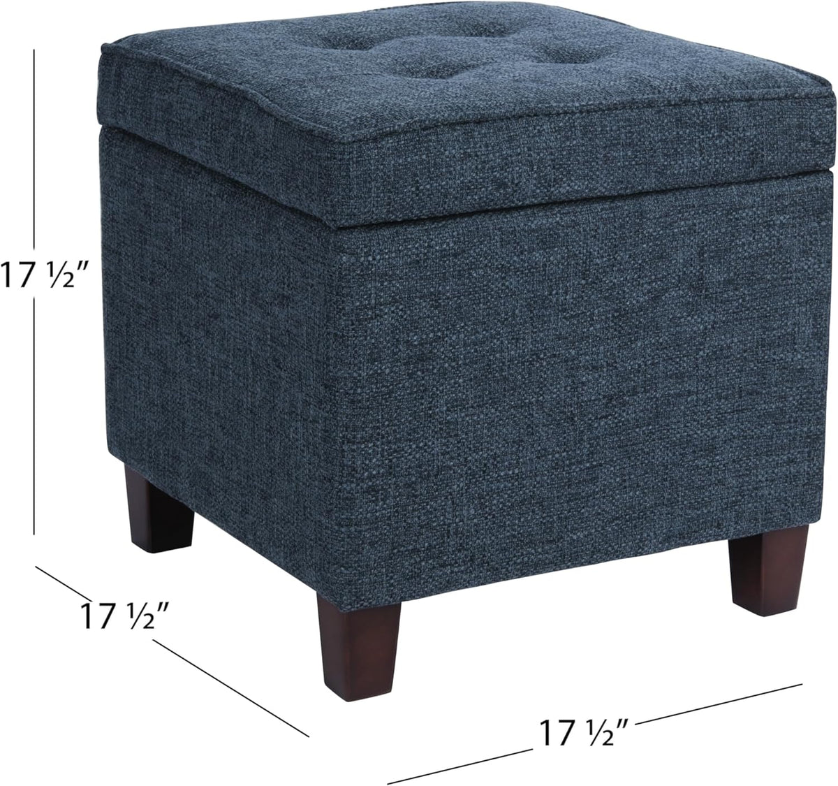 Homepop Square Tufted Storage Ottoman - Dusty Navy