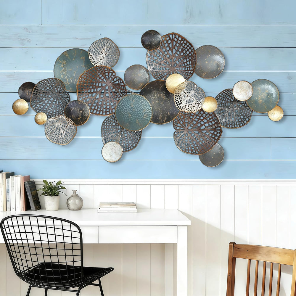 ZZYYZZ Large Metal Wall Art, Boho Lotus Leaf Metal Wall Decor, 52" x 26&...