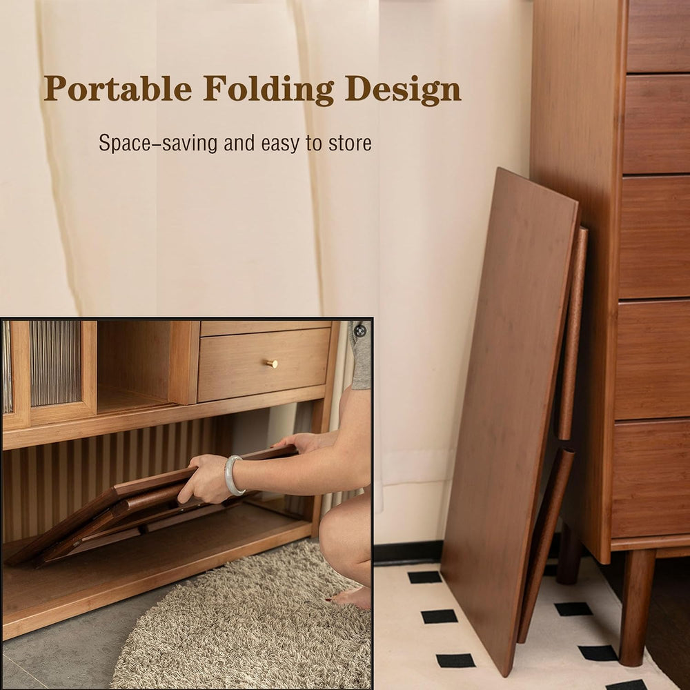 Bamboo Folding Coffee Table, Japanese Low Desk, No Assembly Portable Furnitur...