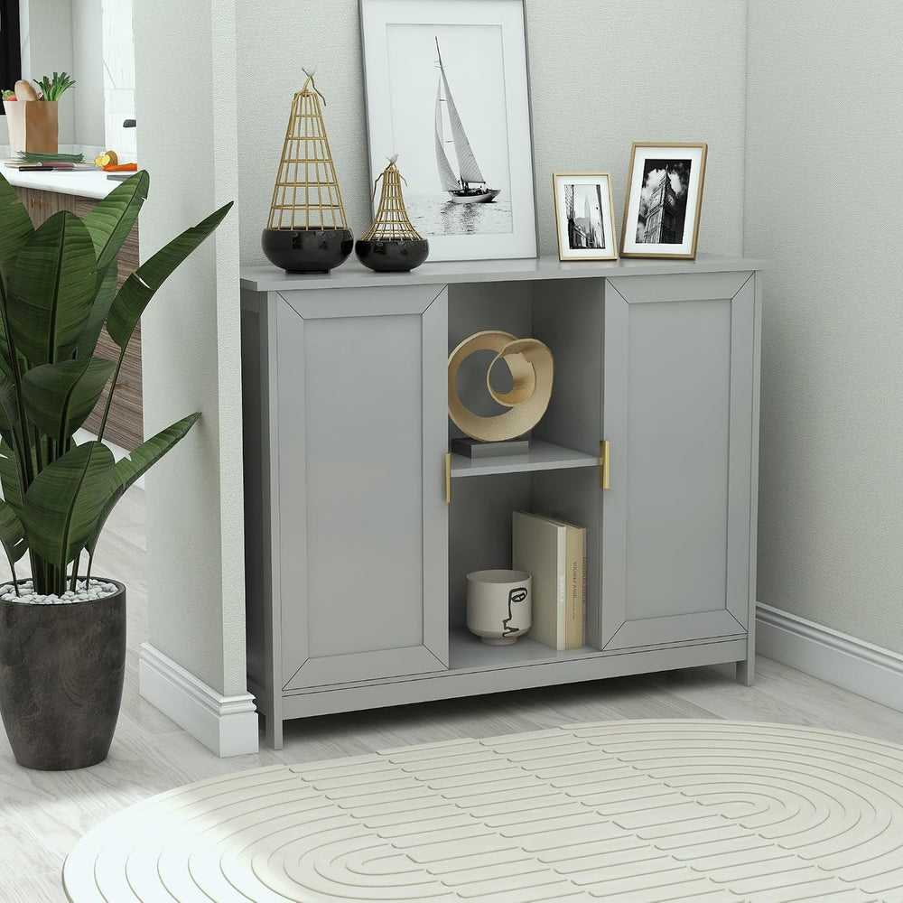TaoHFE Grey Kitchen Pantry, Modern Wooden Small Credenza Sideboard
