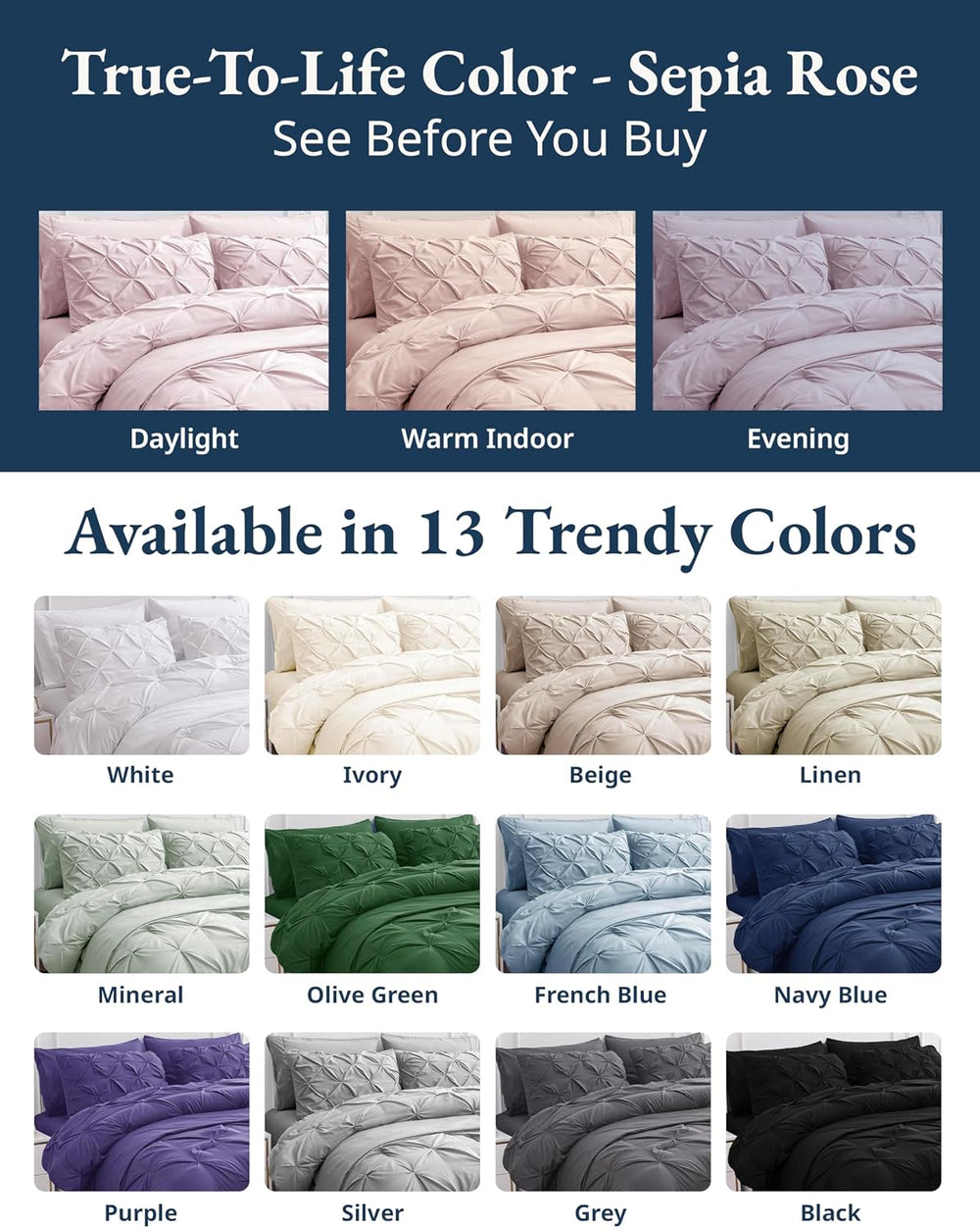 LANE LINEN 7 Piece California King Comforter Microfiber All Season - Purple