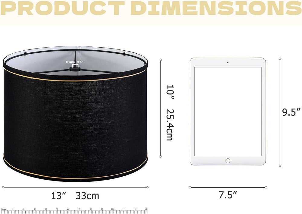 GO&SO Black Lamp Shades 1Pc,13" D x 10" H,Medium Drum Lampshade