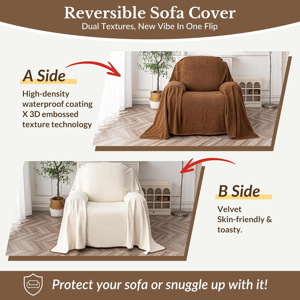 Waterproof Armchair Couch Cover for Pet,71"x91",Coffee Brown