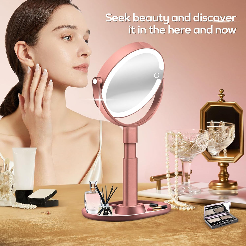 B Beauty Planet Makeup Mirror, Double-Sided Lighted Magnifying Mirror 30X