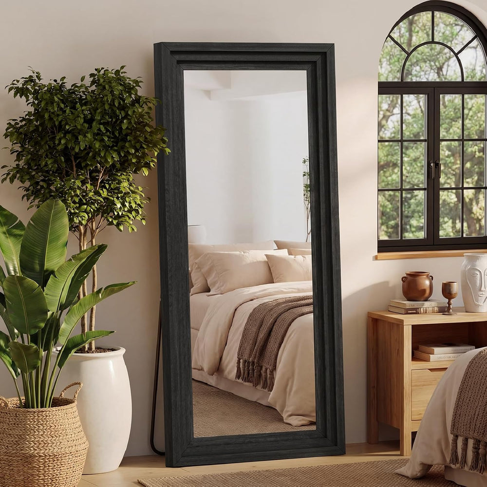 Wood Full Length Mirror 65"x24", Large Solid Wood Frame Floor Mirror