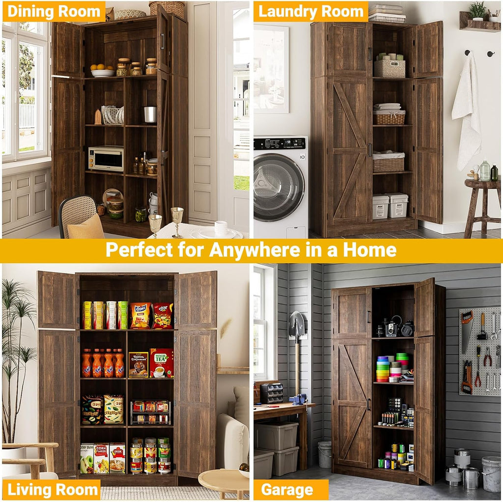 Unikito 71” Tall Kitchen Pantry Storage Cabinet with Adjustable Shelves