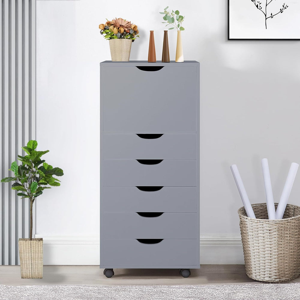 Naomi Home Carly 5-Drawer Wooden Dresser with 1 Cabinet - Gray