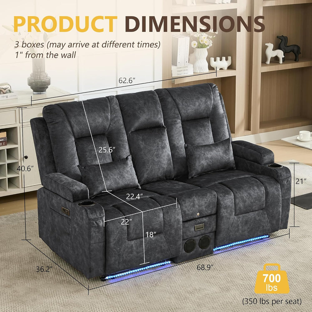 URRED Wall Hugger Power Reclining Loveseat Sofa，Gray：68.1" - 2 Seats