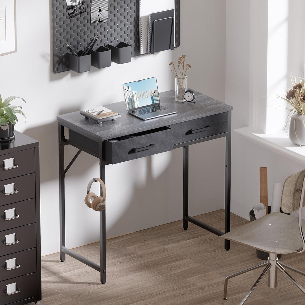 Pamray 32 Inch Small Computer Desk with 2 Drawers for Bedroom Study Writing H...