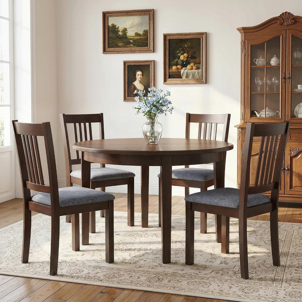 HOMCOM Dining Chairs Set of 2 Upholstered Kitchen Chairs Slat Back Espresso