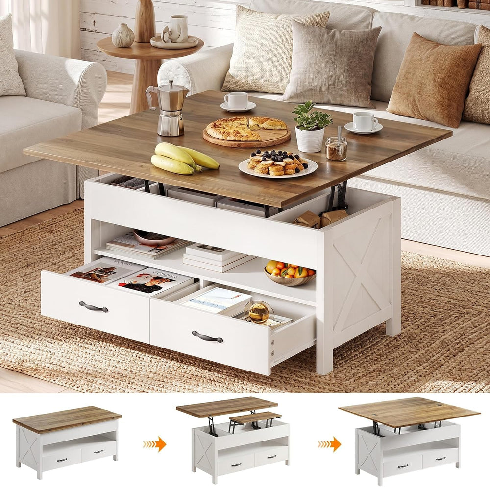 Amada Lift Top Coffee Table, 4 in 1 Convertible Coffee Table with Drawers and...