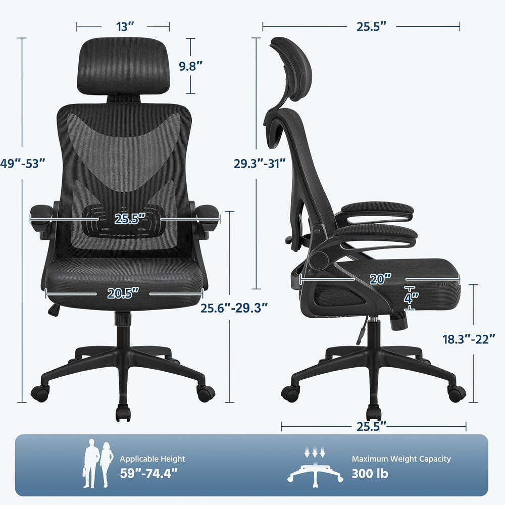 Yaheetech Ergonomic Office Chair with Headrest, Lumbar Support, Black