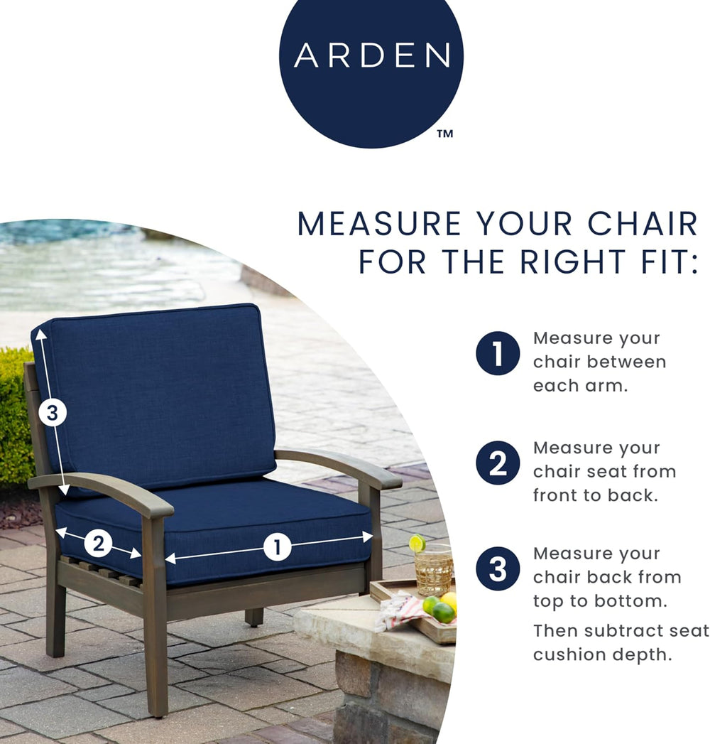Arden Outdoor Deep Seat Cushion Set, 2-Pack, 24x24, Neutral Damask