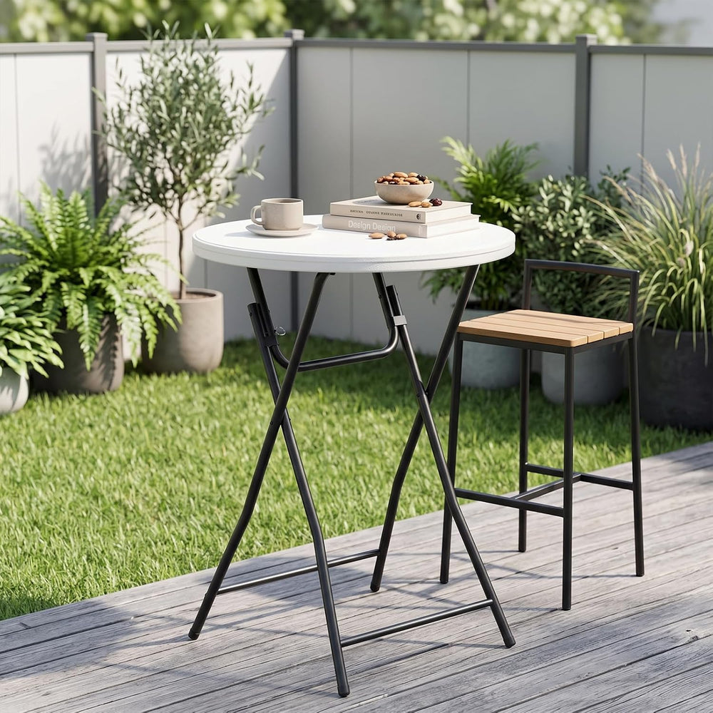 2 Pack Folding Table, 32 Inch Foldable Round Bar Table High Top Table