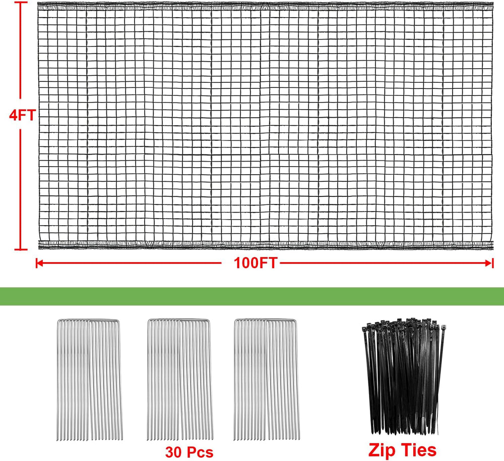 4 x 100ft Deer Fence Netting, Heavy Duty Deer Netting, 55GSM Deer Fence for G...