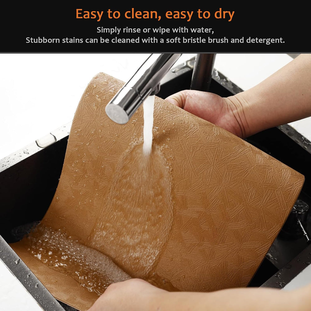 Brown Plastic Vinyl Placemats Set of 12, Waterproof Heat Resistant Table Mats...