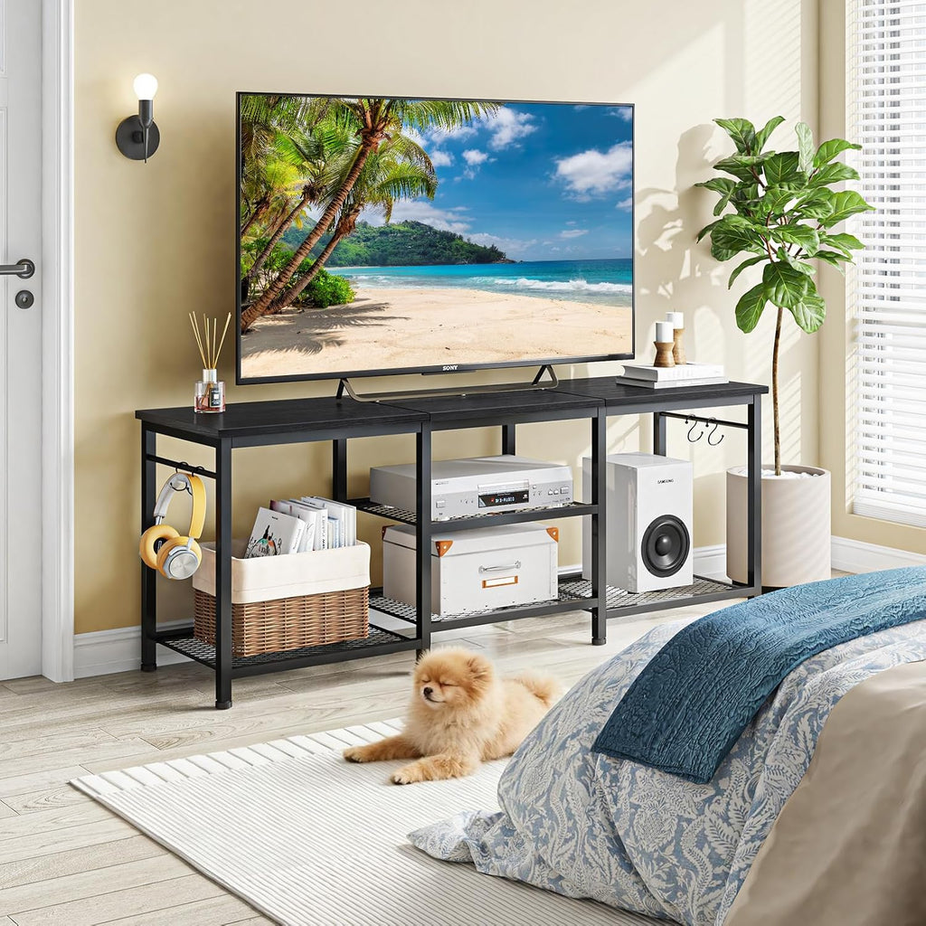YGEOMER TV Stand for TVs Up to 55 Inch, Black
