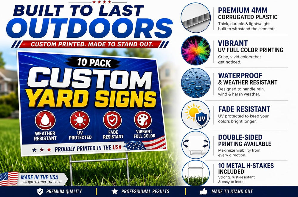 Custom Yard Signs 18x24 Full Color Double Sided Corrugated Plastic Metal Stak...