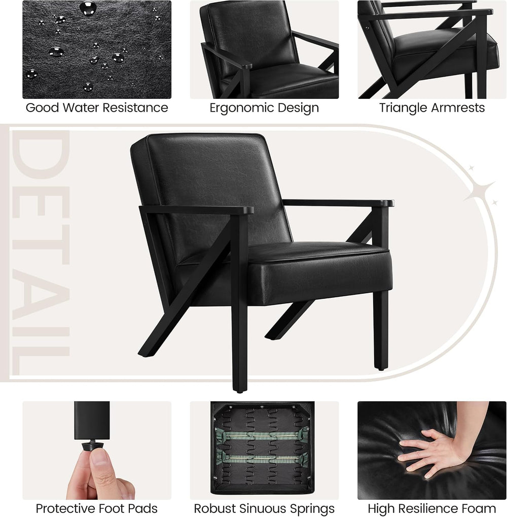 Yaheetech Mid-Century Modern Accent Chair, Lounge Chair, Black