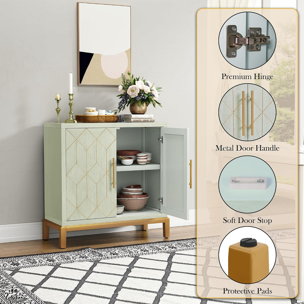 ARTPOWER Accent Cabinet with Doors, Modern Storage Cabinet, Green
