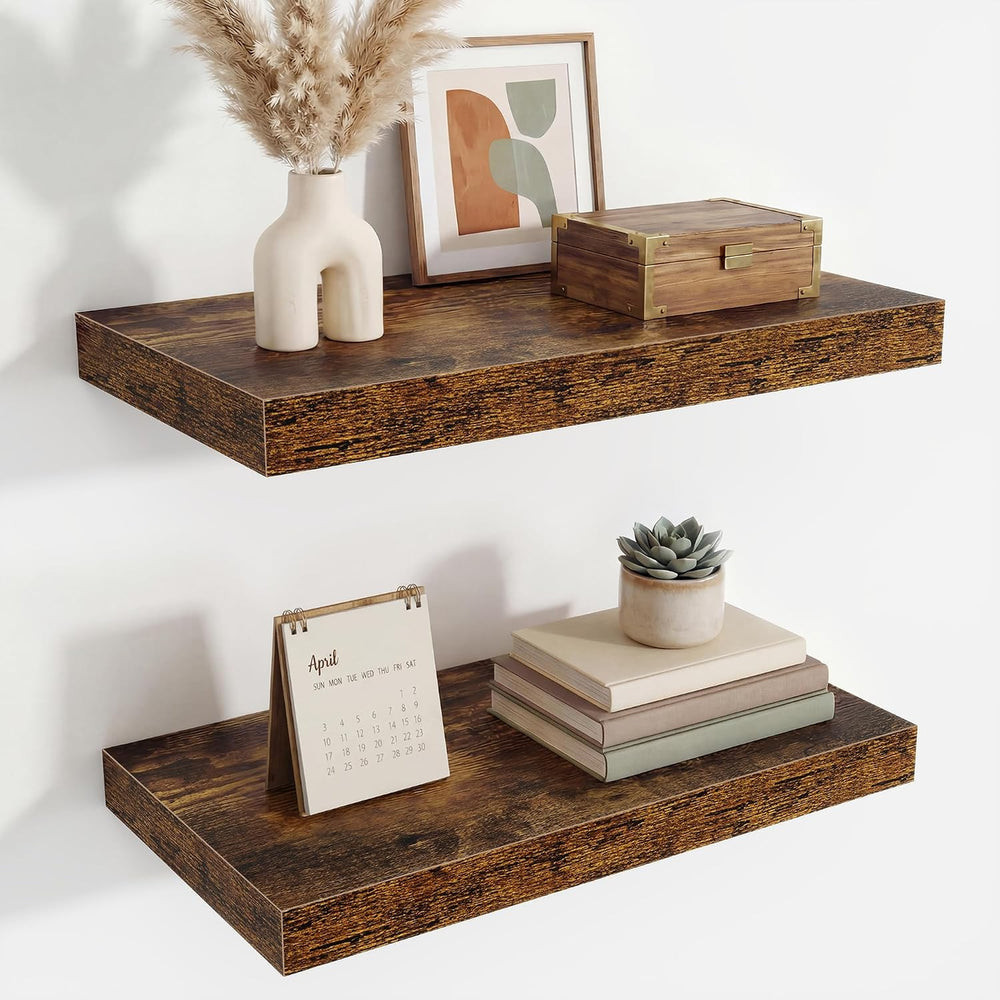 Floating Shelves for Wall,18 Inch Rustic Brown Wall Shelves Set of 2,9.3&quot...