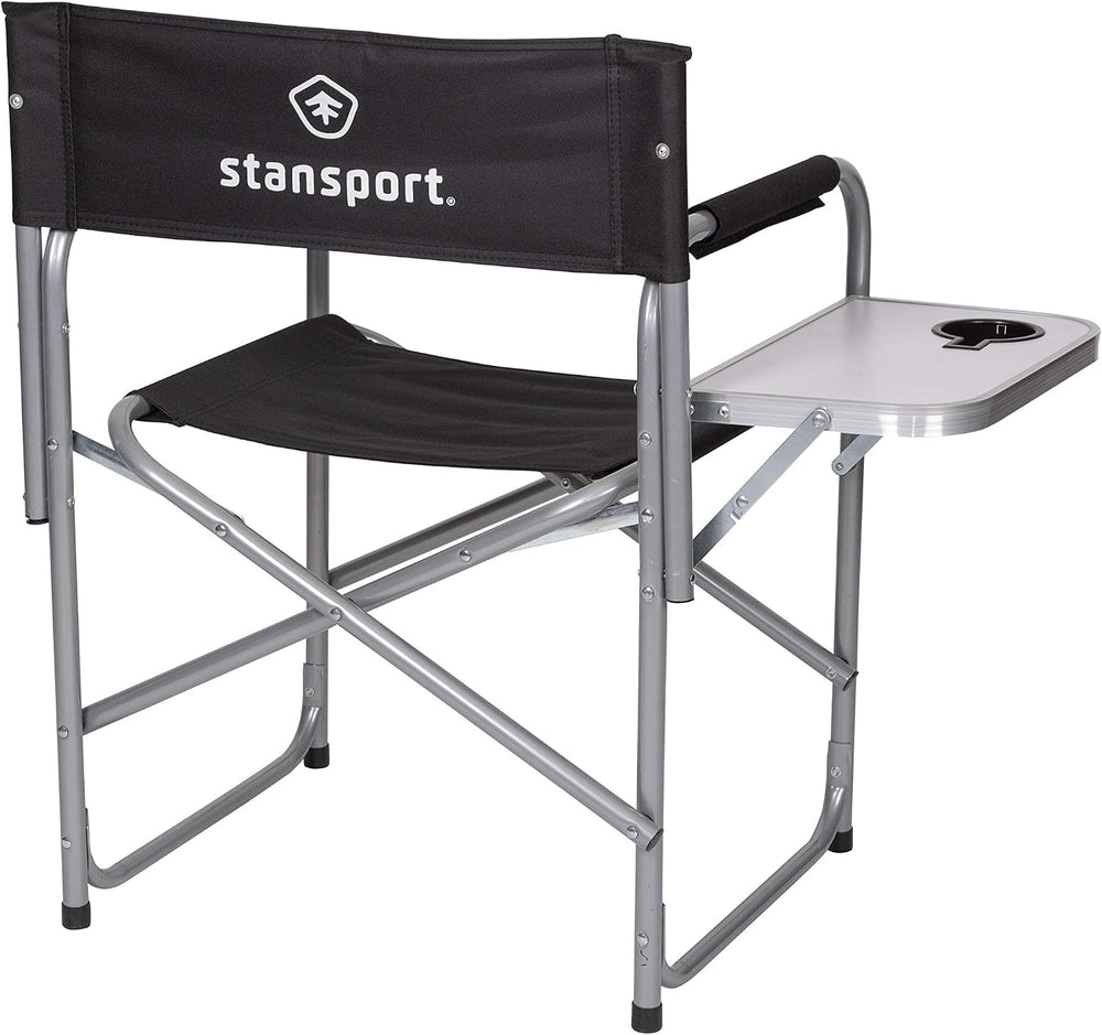 Stansport Directors Chair with Side Table, One Size, Black