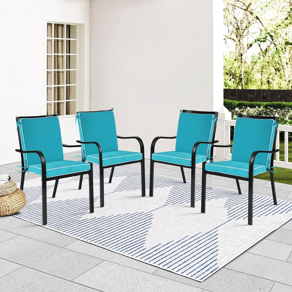 Outdoor Patio Chair Cushions Set of 4, Water Resistant Square Seat Cushions w...
