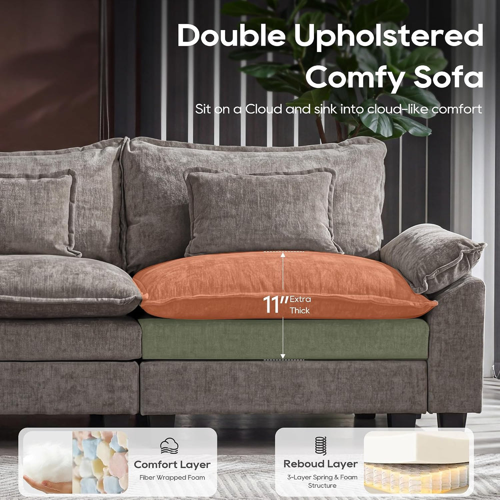 URRED Oversized Modular Sectional Sofa，Gray：122" U Shaped