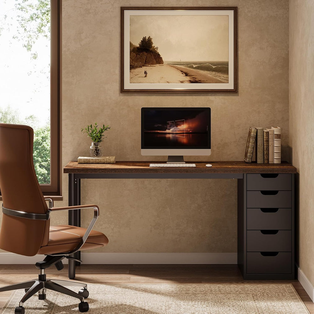 Tribesigns 47 Inch Computer Desk with 5 Drawers