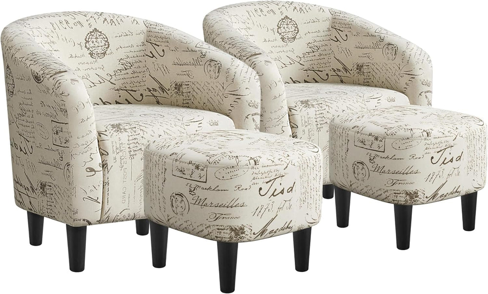 Yaheetech Compact Accent Chairs Set of 2 for Small Spaces, Letter Print