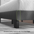 Feonase Full Size Platform Bed Frame, Fabric Upholstered Full Bed Frame, Solid Wood Slats & Heavy Duty Feet Support, No Box Spring Needed, Noise-Free, Easy Assembly, Dark Grey