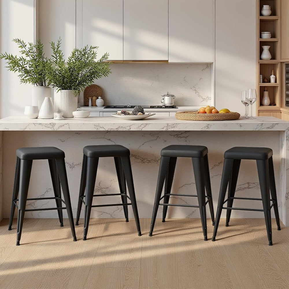Bar Stools Set of 4, 26" Counter Height Bar Stools Backless, Upholstered...