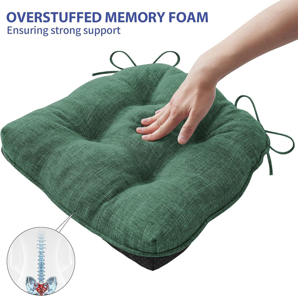IPYNBAP Memory Foam Chair Cushions Set of 4, 15.5"x15.5"x4", D...