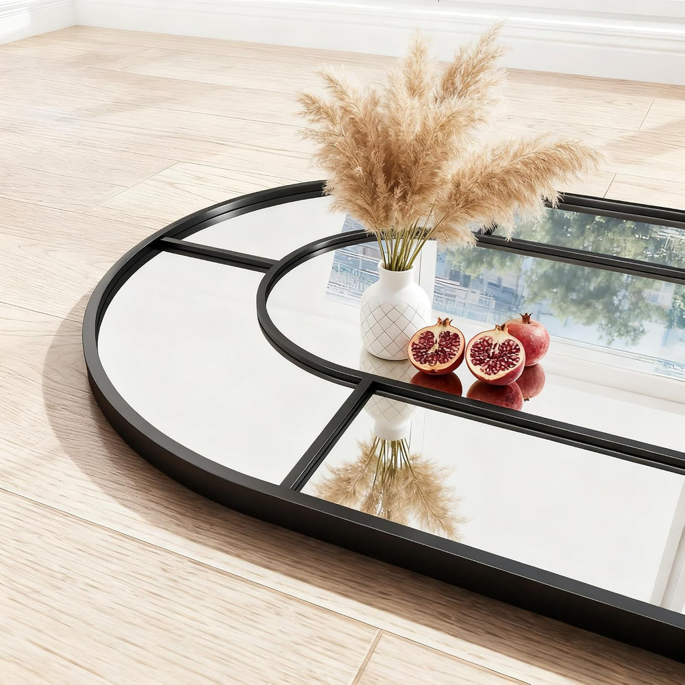 Full Length Mirror, 56"x22" Large Standning Windowpane Mirror (Black)
