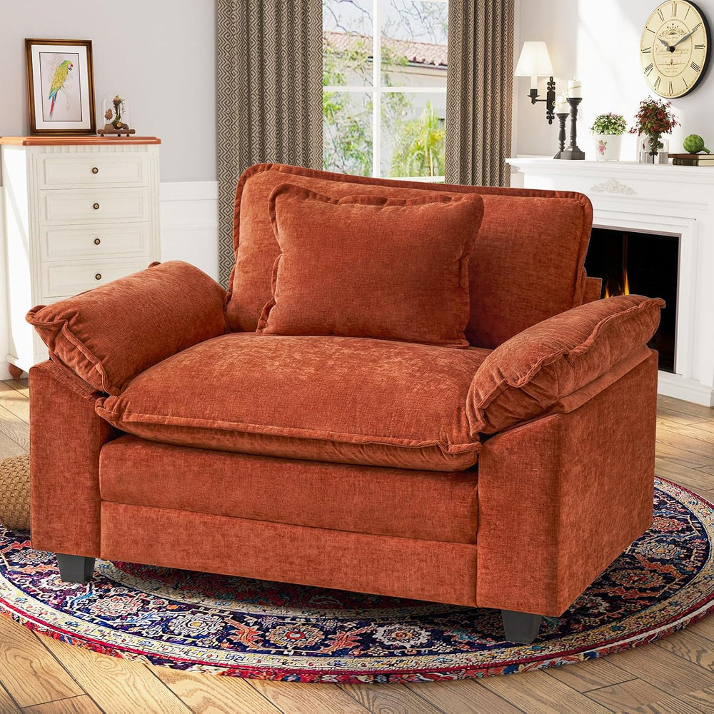 CDCASA Oversized Accent Chair, Comfy Cloud Sofa Chair, Terracotta Orange