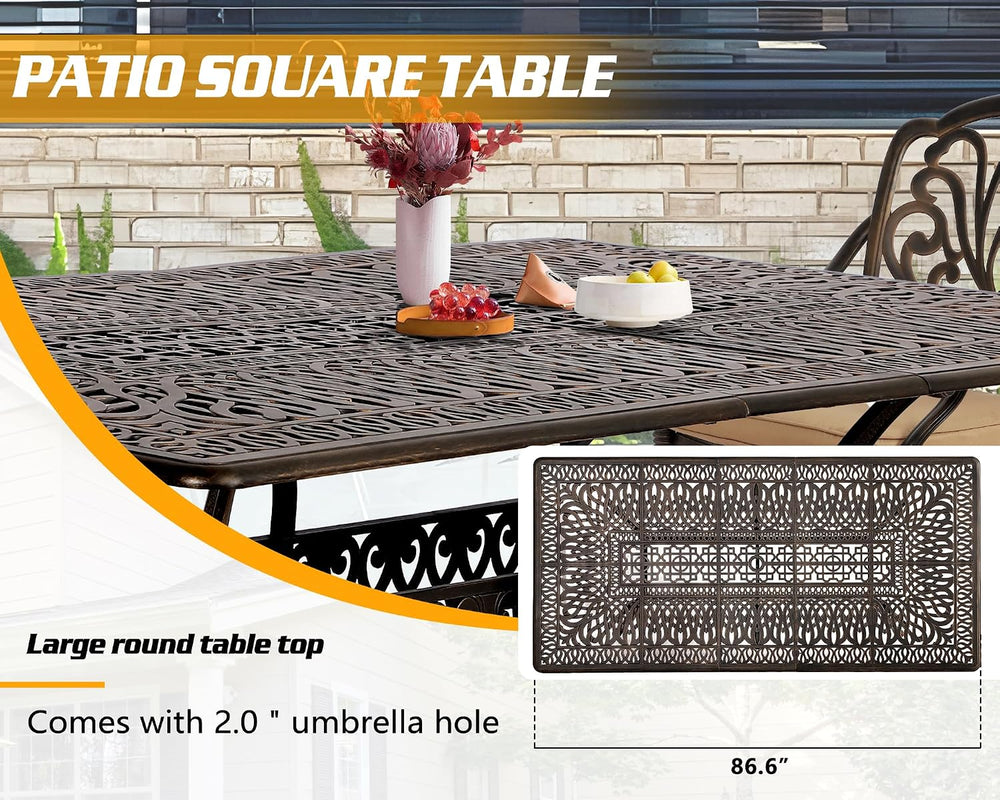 TITIMO 9-Piece Cast Aluminum Patio Furniture Set, Outdoor Patio Dining Set