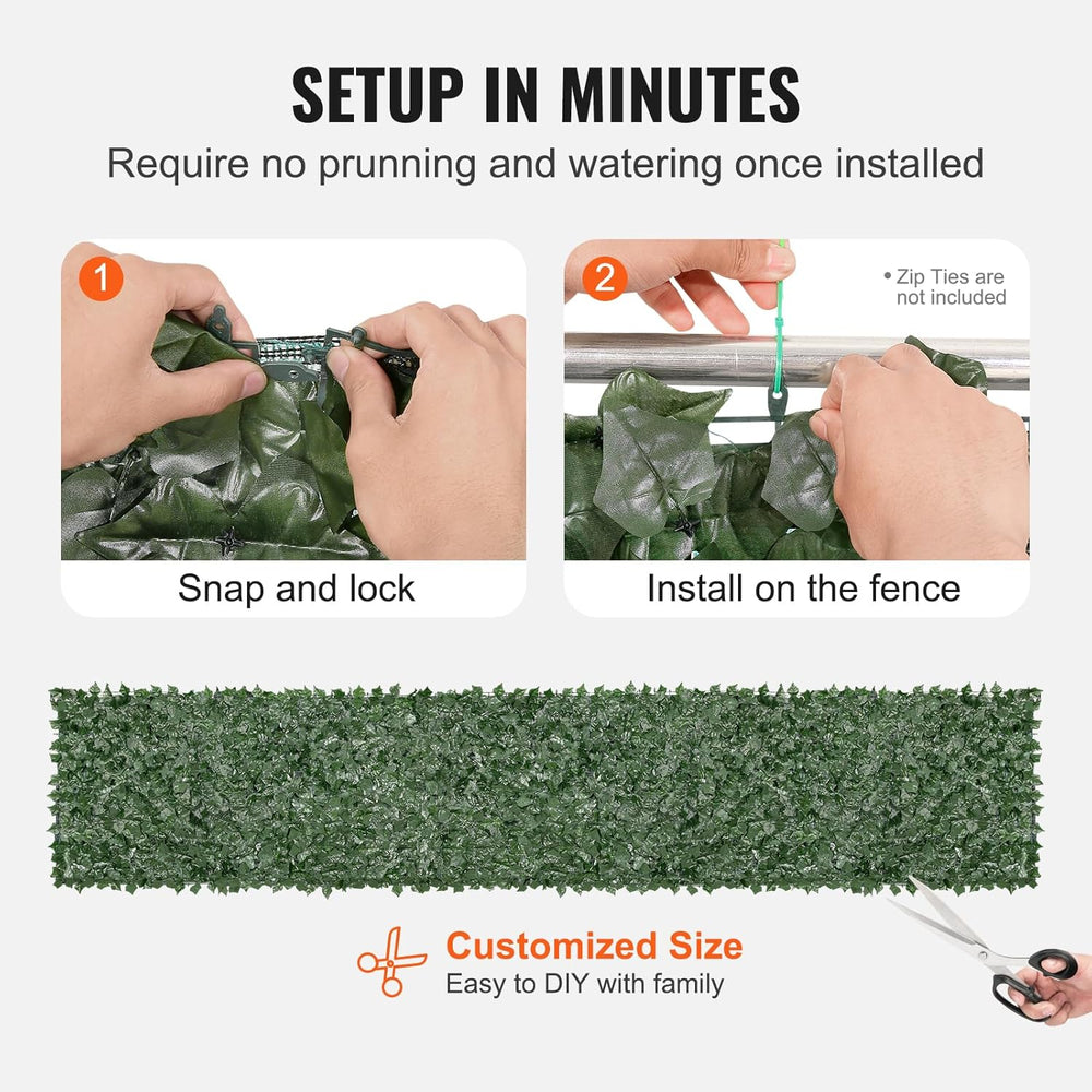 VEVOR Artificial Ivy Privacy Fence Screen, 39 x 198 in Faux Ivy Vine Leaf Hed...