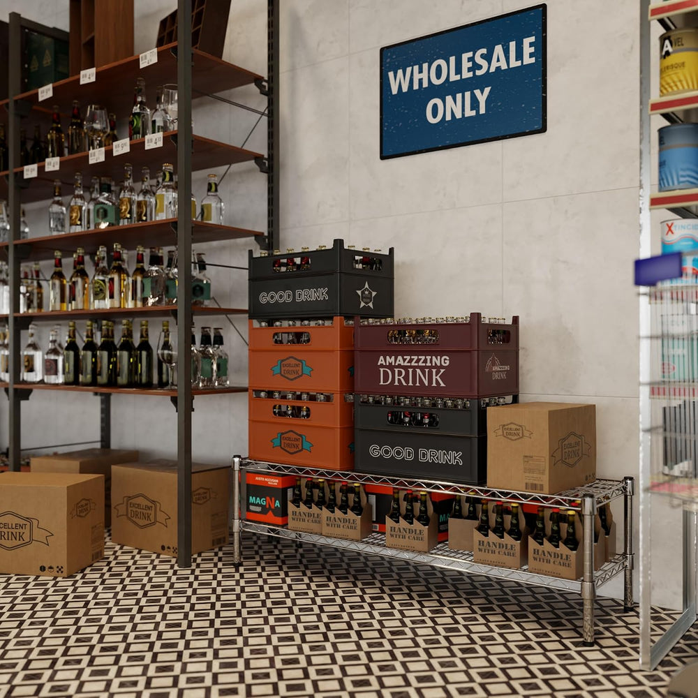 14" Deep x 48" Wide x 14" Height Wire Shelving Kit | 2-Tier | ...
