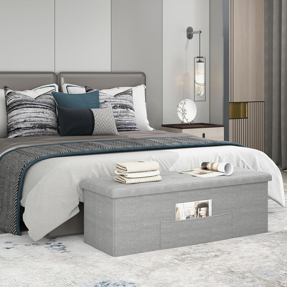 GIANTEX Storage Ottoman Bench, 43" L Folding Foot Rest Storage Chest wit...