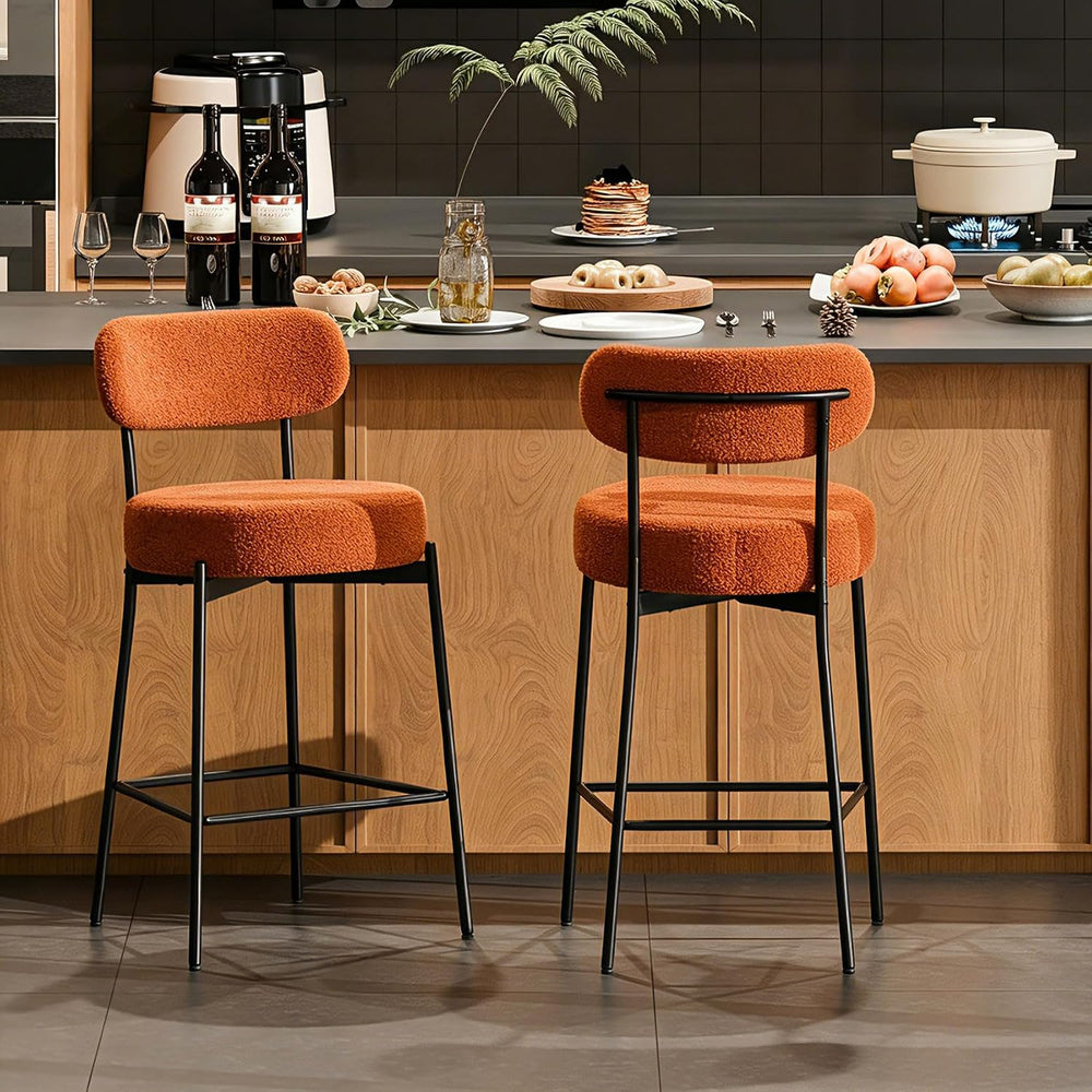 DYHOME Bar Stools Set of 2, 24 Inch Boucle Upholstered Counter Stools
