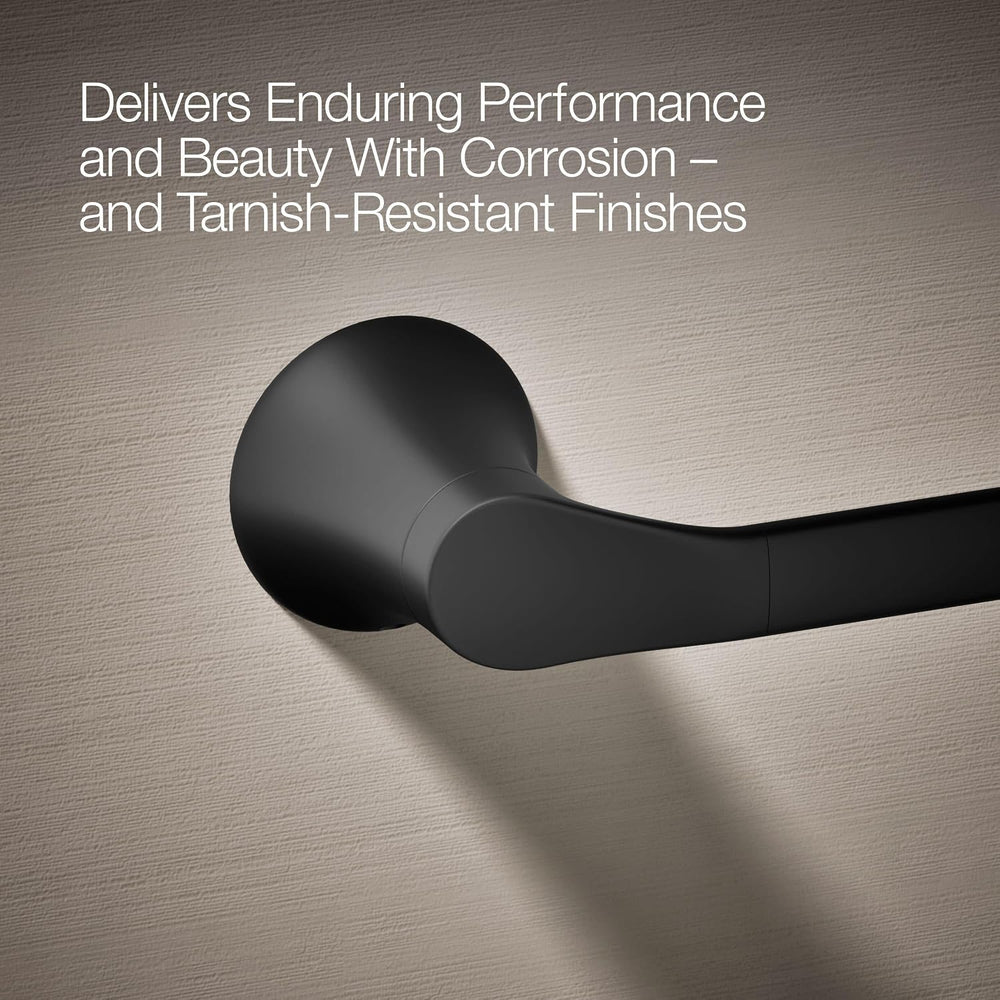 KOHLER 27396-BL Simplice Towel Arm, includes Installation Hardware, Matte Black