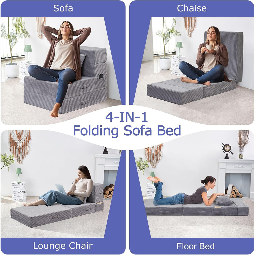 Folding Sofa Bed, Convertible Sleeper Chair Bed, Floor Sofa with Bag