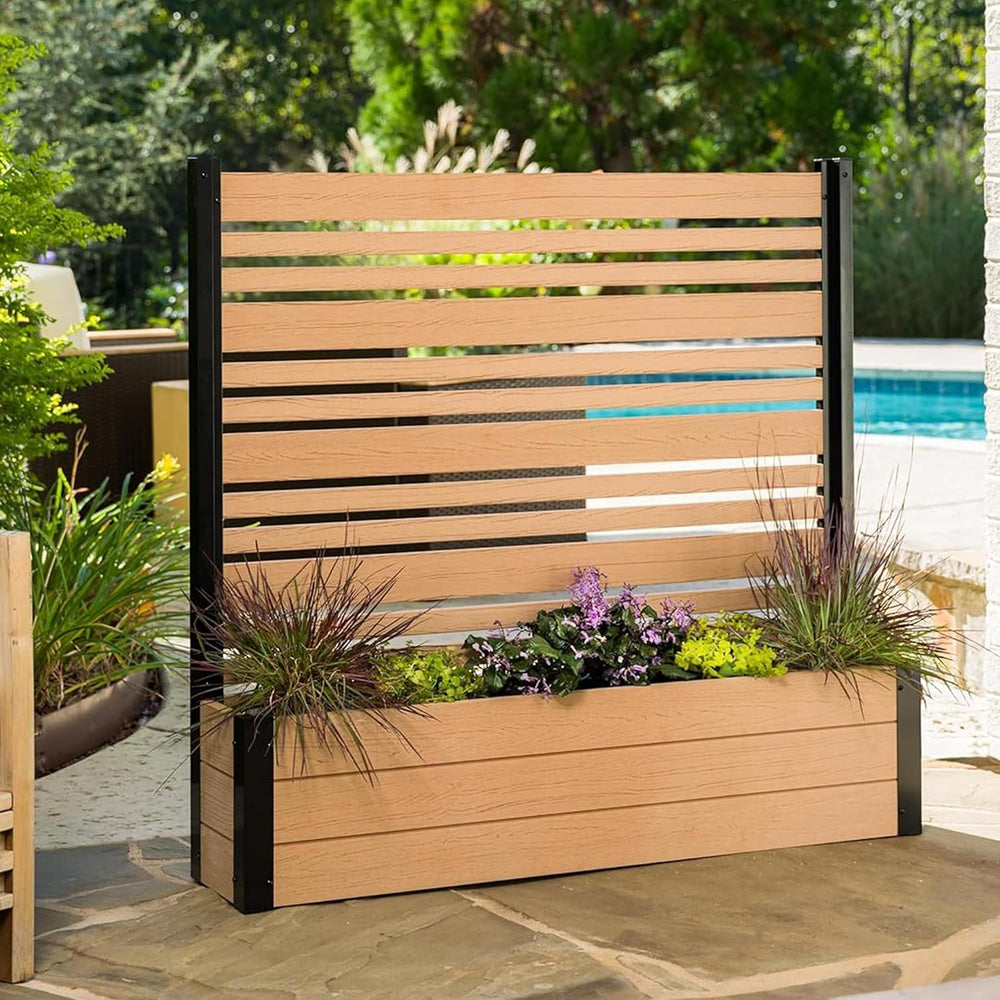 Enclo 4ftH Florence Privacy Screen w/Planter Box, Freestanding Cedar Vinyl