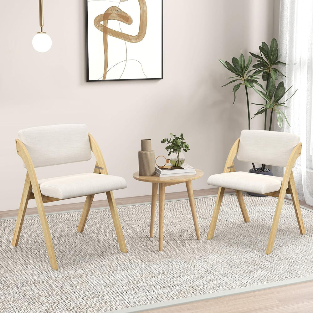 Byroce Folding Dining Chairs Set of 2, Farmhouse Upholstered Accent Chair wit...